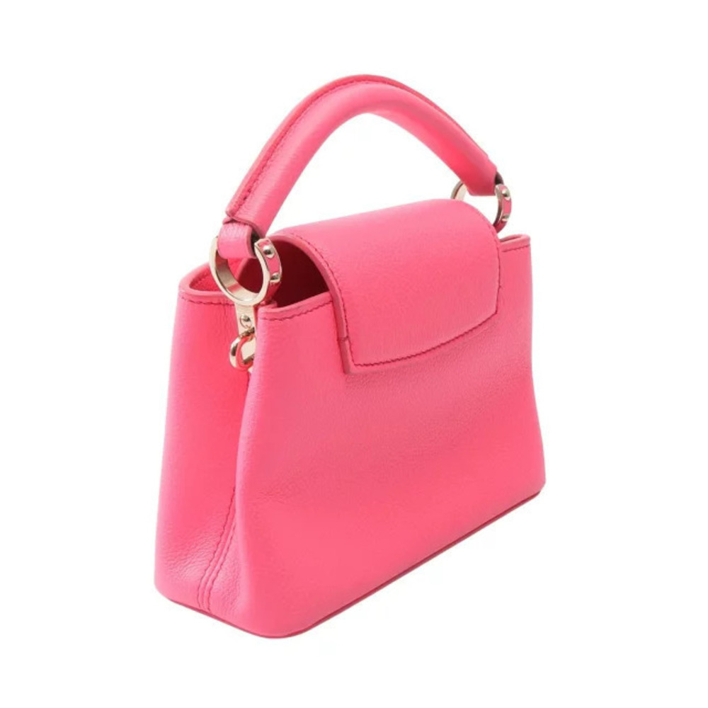 Louis Vuitton Pink Neon Leather Handbag Capucines Pink